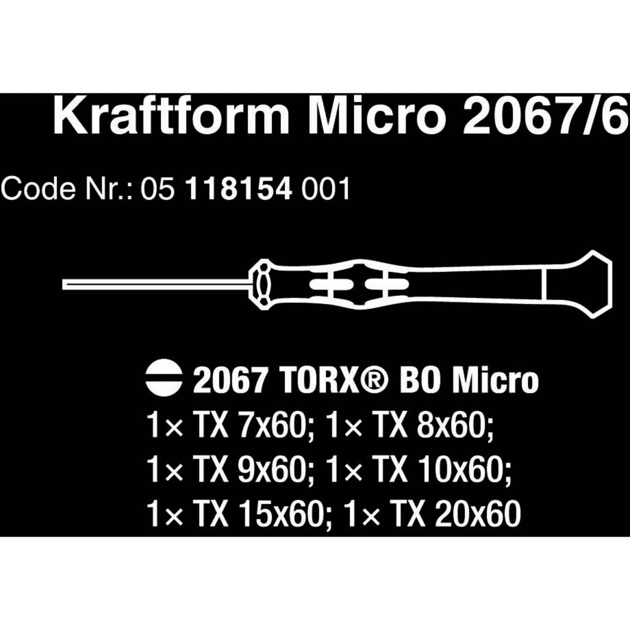 Wera 2067 6 Electronics Torx Bo screwdriver set + R