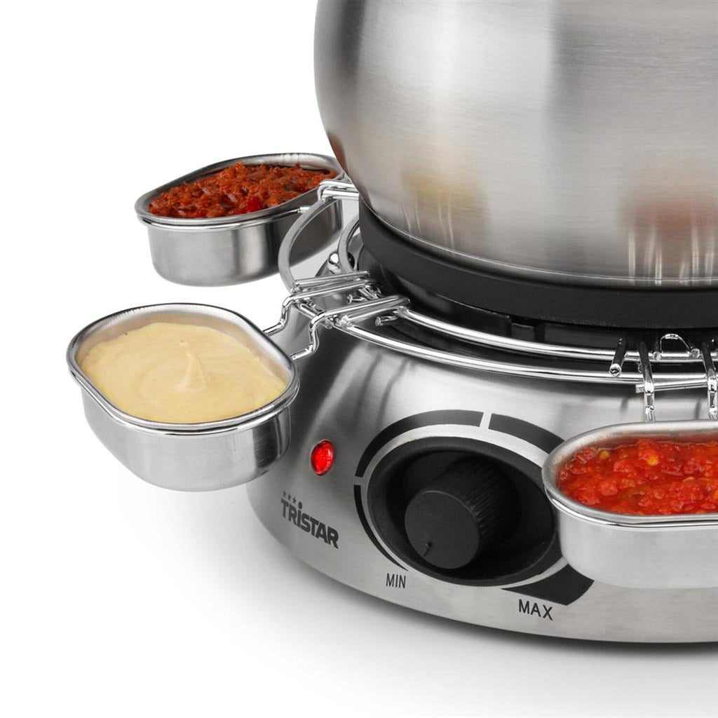 Fonduta Tristar fo-1100 (acciaio inossidabile, 8 persone, 1300 w, adatta per olio, cioccolato e formaggio)
