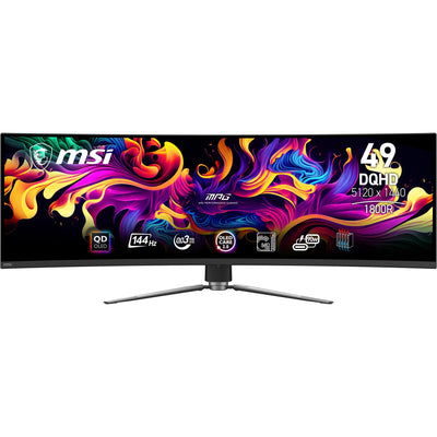 Monitor da gioco ultrawide curvo MSI MPG 491CQP QD-OLED 49 (nero, 2x HDMI, Display Port, 2x USB-A, USB-B, USB-C, 144 Hz)