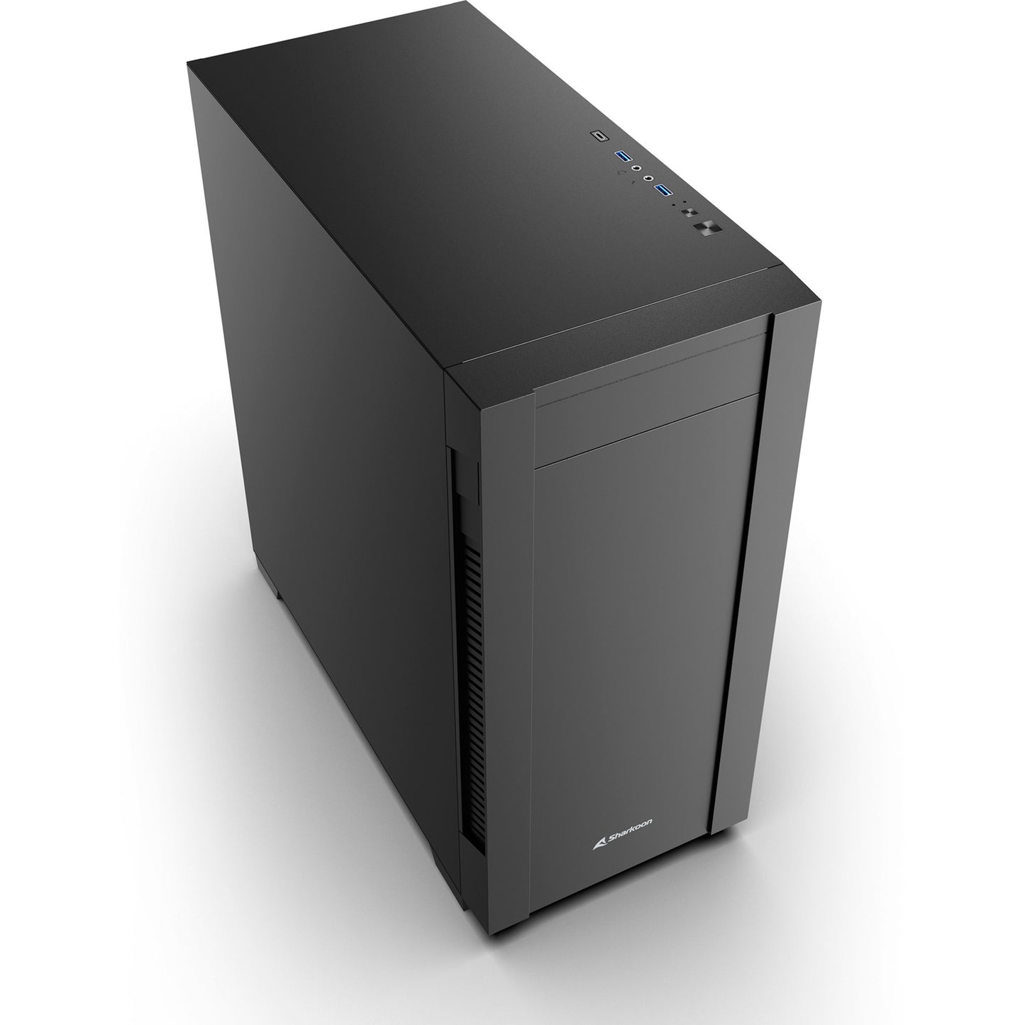 Custodia midi tower silenziosa Sharkoon s25 (nera | 2x USB-A | 1x USB-C)
