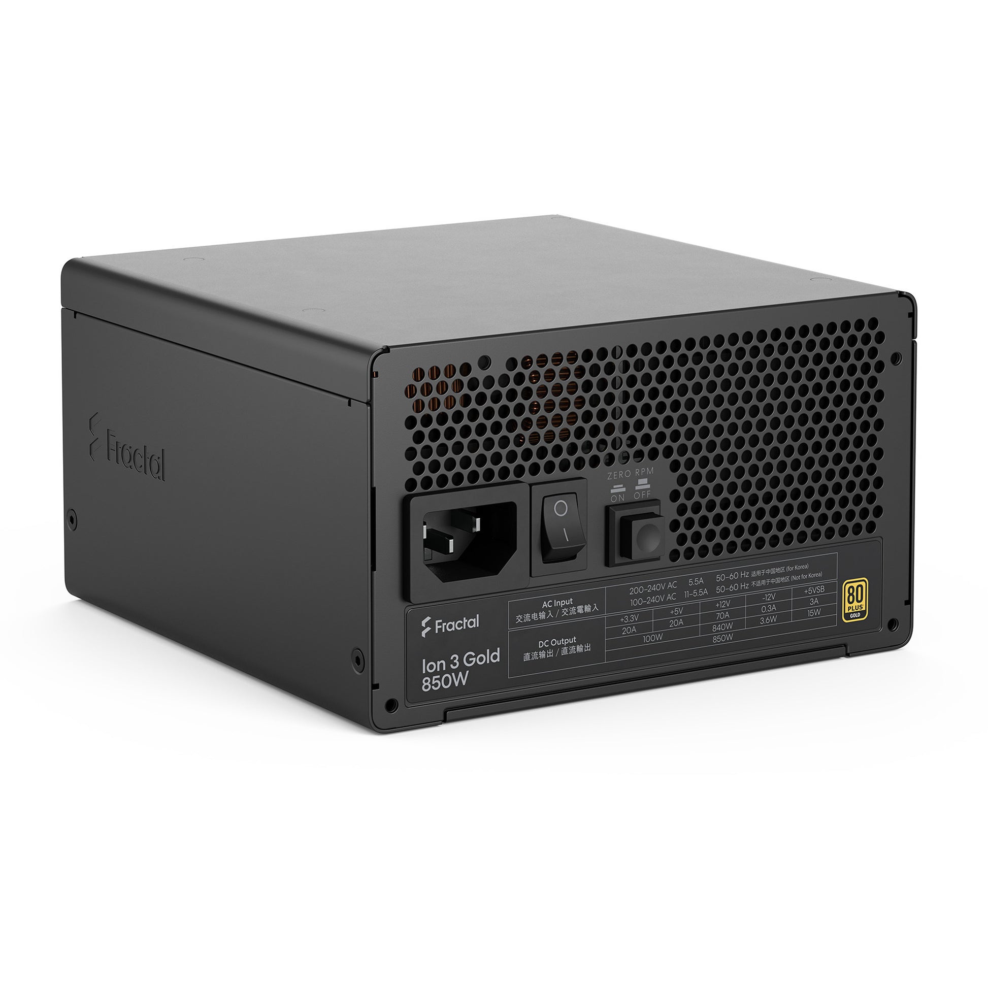 Alimentatore modulare da 850 watt Fractal design ion gold 3 (nero, 1x 12v-2x6, 3x pcie)
