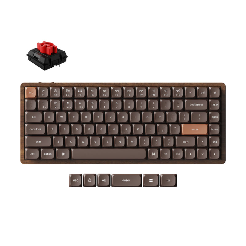 Keychron k3 max-h1w tastiera meccanica rgb edizione speciale interamente in legno (colore legno, layout us (qwerty), rosso latte, 75%, led rgb, pbt double-shot, hot swap, 2.4ghz | bluetooth 5.1 | usb-c)