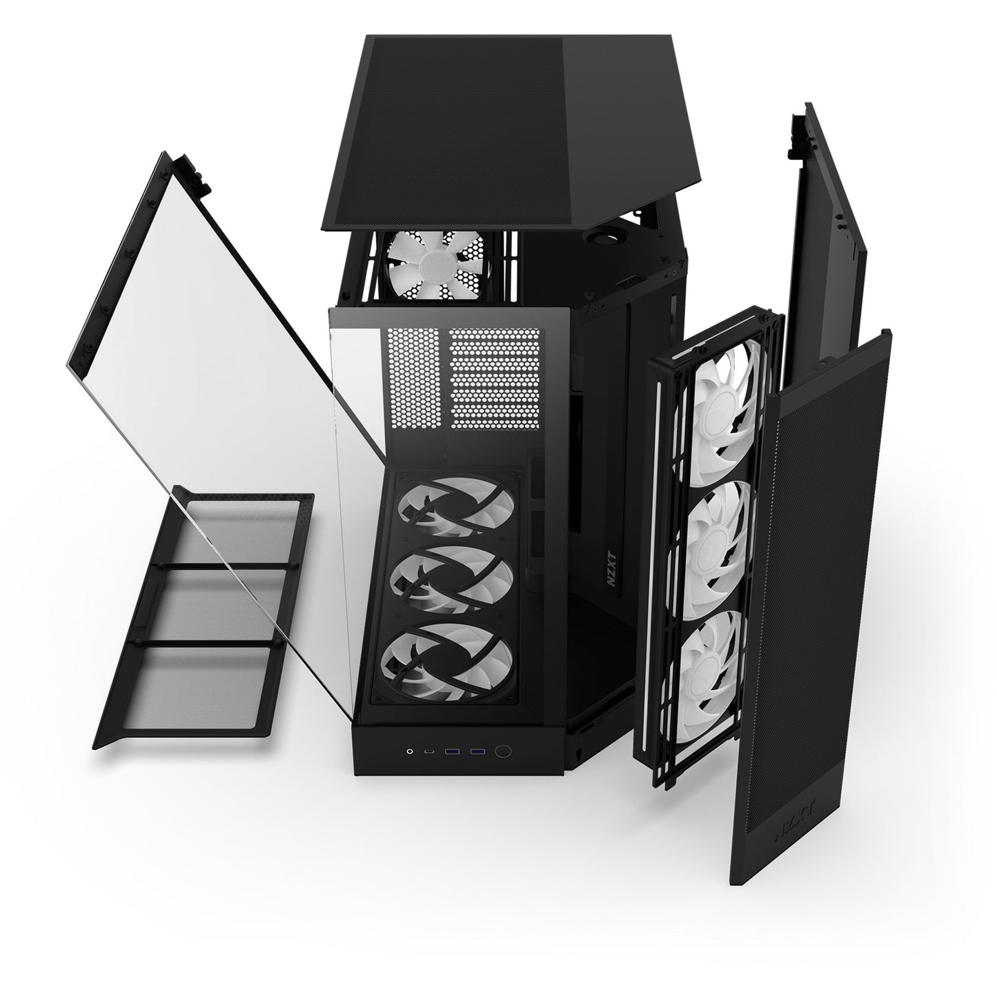 Nzxt h9 flow rgb+ midi tower behuizing (zwart (mat) | 2x usb-a | 1x usb-c | rgb | tempered glass)