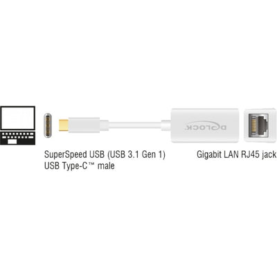Delock Superspeed USB-C (USB 3.1 Gen 1) Maschio> Gigabit LA