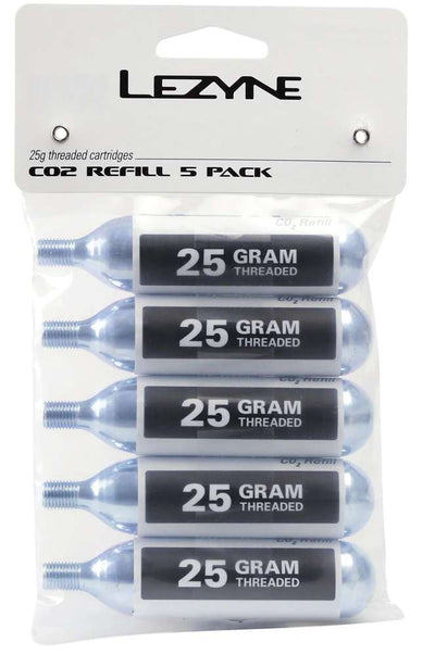 Cartuccia Lezyne co2 (5 pezzi) argento con adesivo bianco 25g