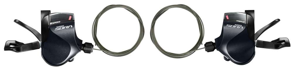 Shimano sora sl-r3030 3x9-speed flat bar shift lever set