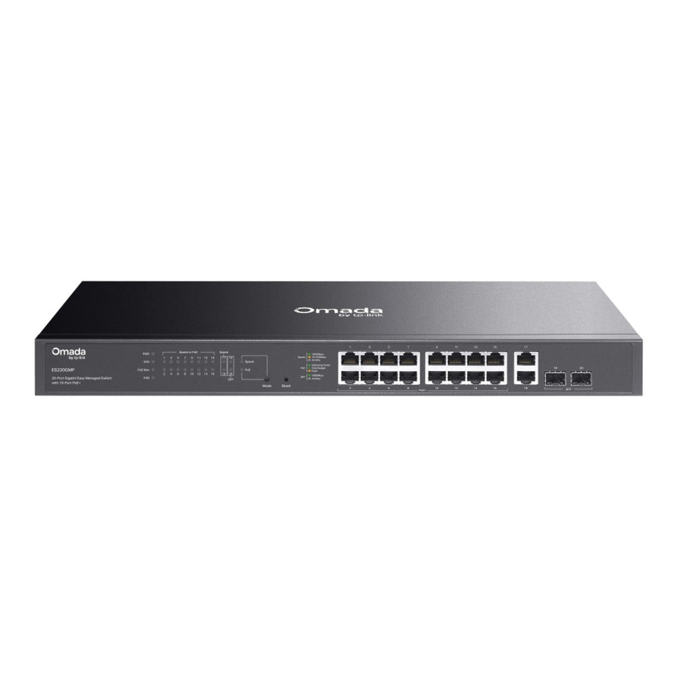 Tp-link omada es220gmp Switch Gigabit Easy Managed a 20 porte (nero, 16x poe+, 2x gigabit sfp)