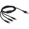 Cavo di ricarica USB Delock 3 in 1 per fulmini, micro USB