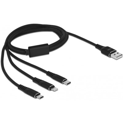 Cavo di ricarica USB Delock 3 in 1 per fulmini, micro USB