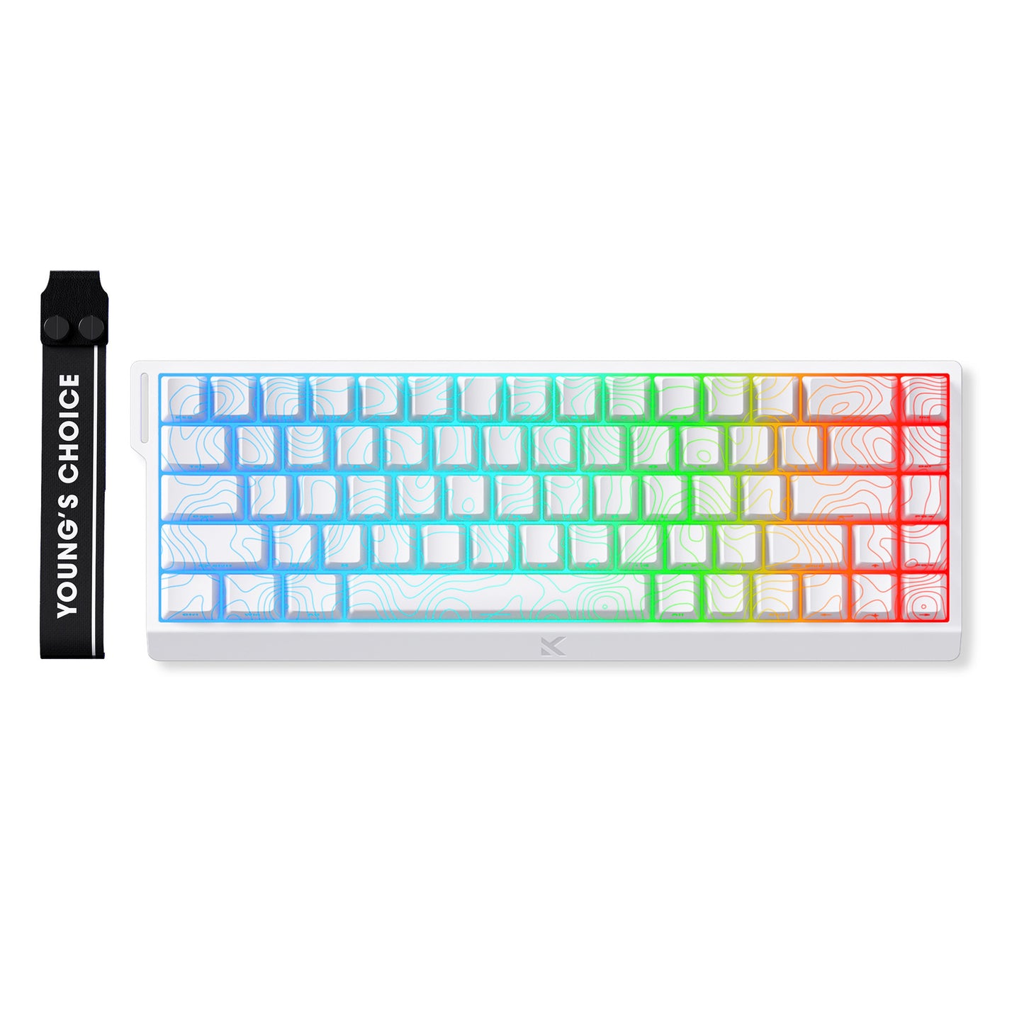 Teclado para juegos con interruptor magnético de efecto hall mchose ace 68 (blanco, diseño estadounidense, magnético ice rhino, 60%, rgb, intercambio en caliente, usb-c, sensor de efecto hall)