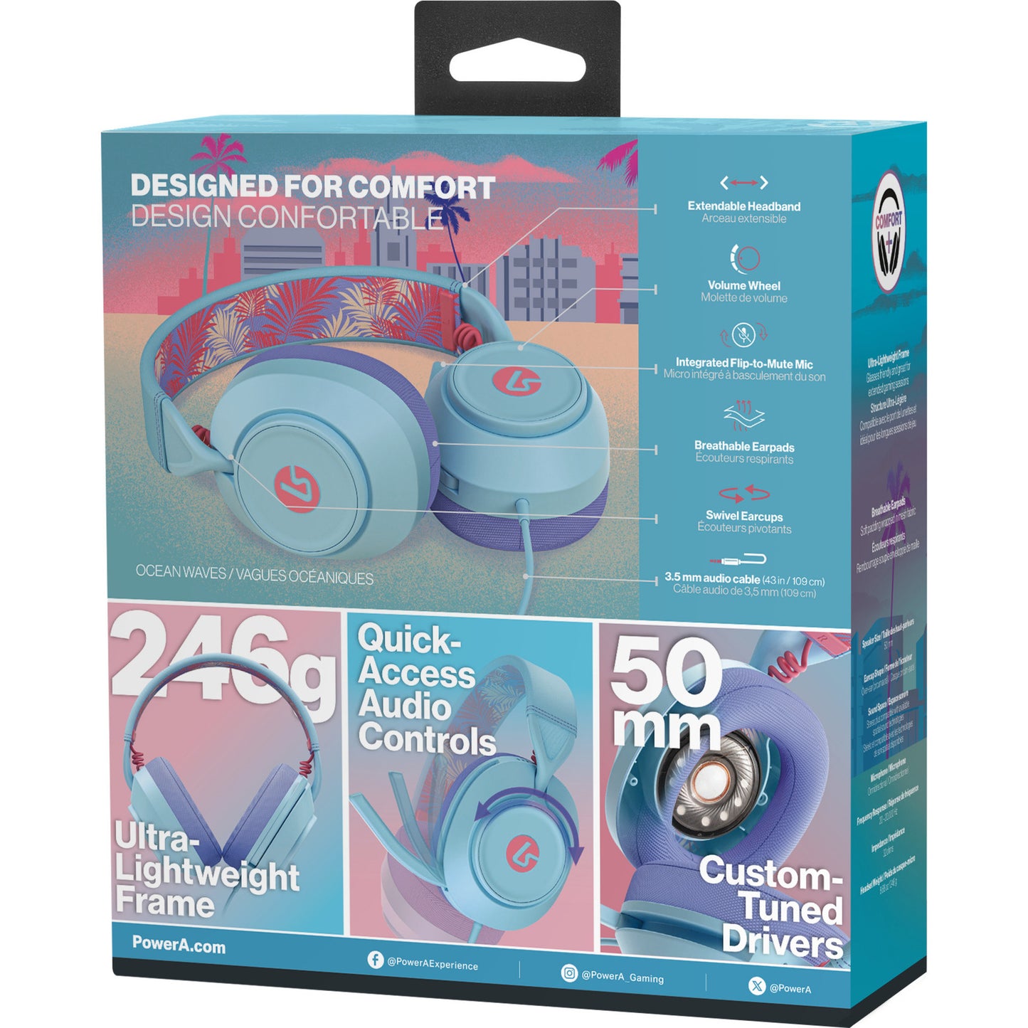 Powera Lucidsound LS10 Cuffie da gioco cablate - Cuffie da gioco over-ear Ocean Waves (Azzurro viola, Playstation 5, Playstation 4, Xbox Series X|s, Xbox One, PC, dispositivo mobile)