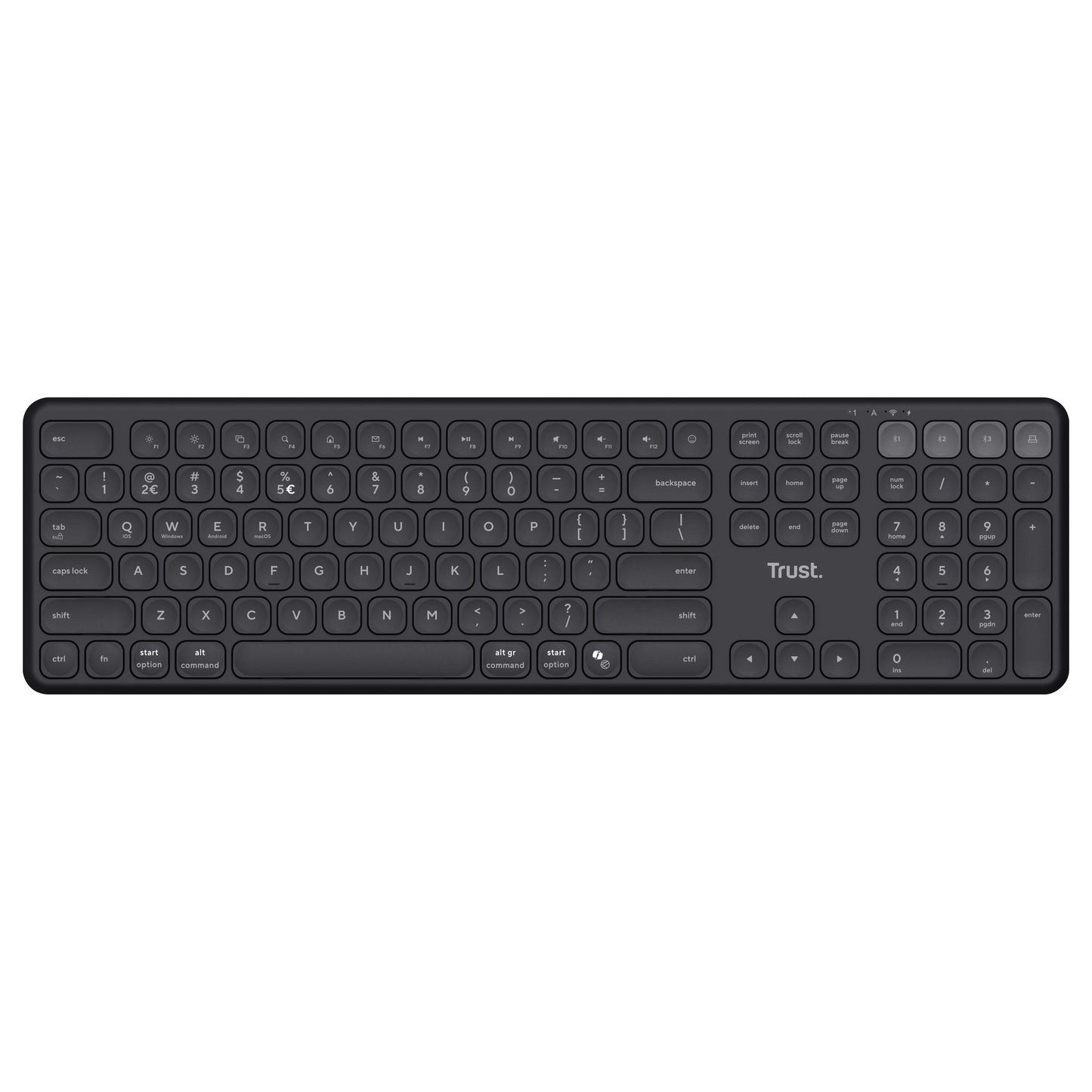 Tastiera wireless Trust vaiya (nera, layout americano, bluetooth 2,4 GHz)