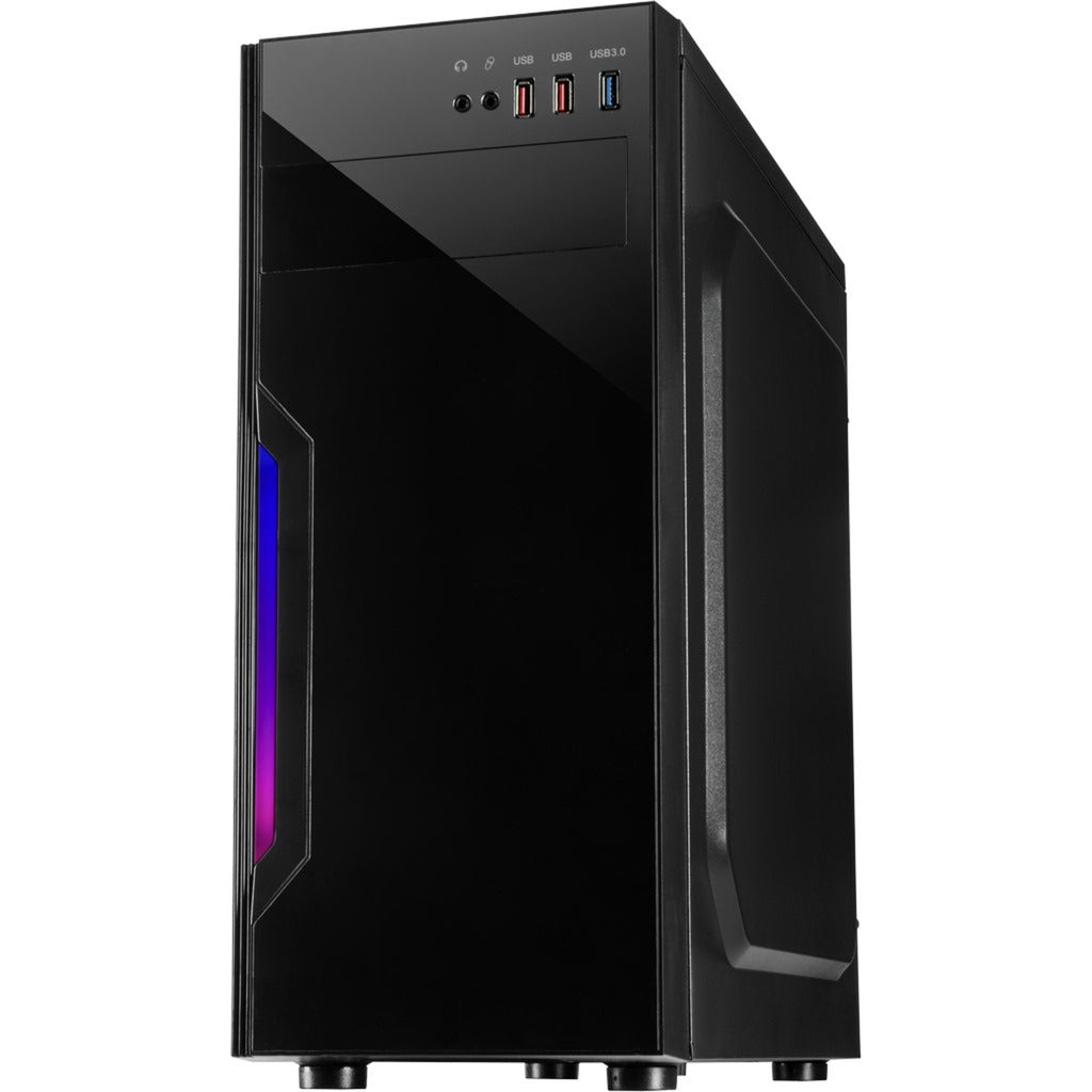 Inter-tech b-42 rgb midi tower behuizing (zwart | 3x usb-a | rgb | window)