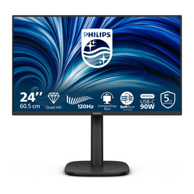 Monitor Philips 24b2u3601 00 23,8 (nero, HDMI, porta display, USB-C, LAN, audio, 120 Hz)