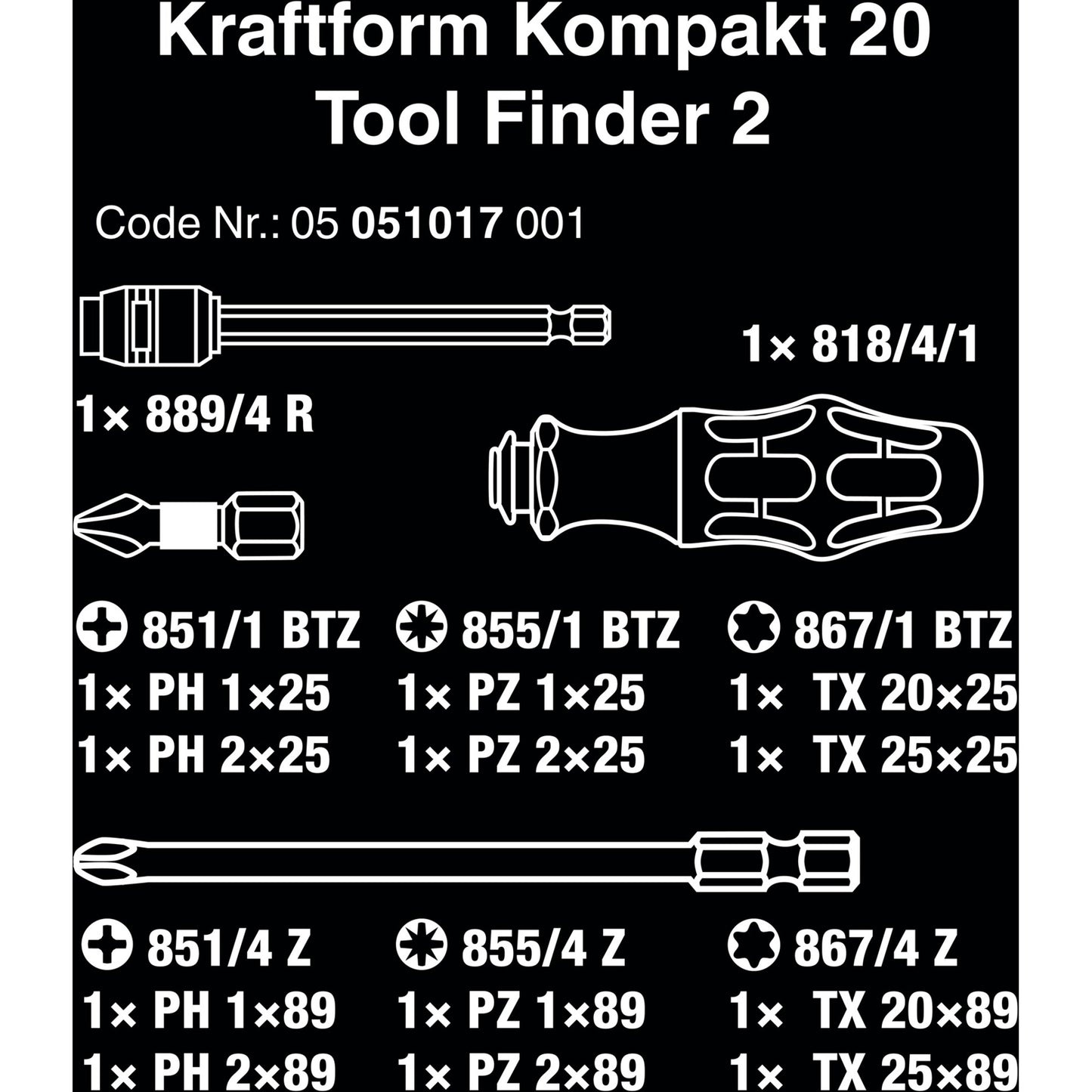 Juego de destornilladores Wera Kraftform Compact 20