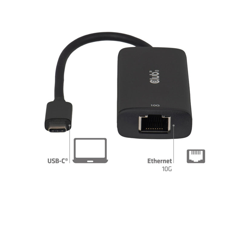 Club 3d usb-c naar 10gb-lan ethernet adapter (zwart)