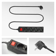 Act connectivity act stekkerdoos met lichtgevende schakelaar, 4 sockets, 2 m, zwart ac2440 - afbeelding 4
