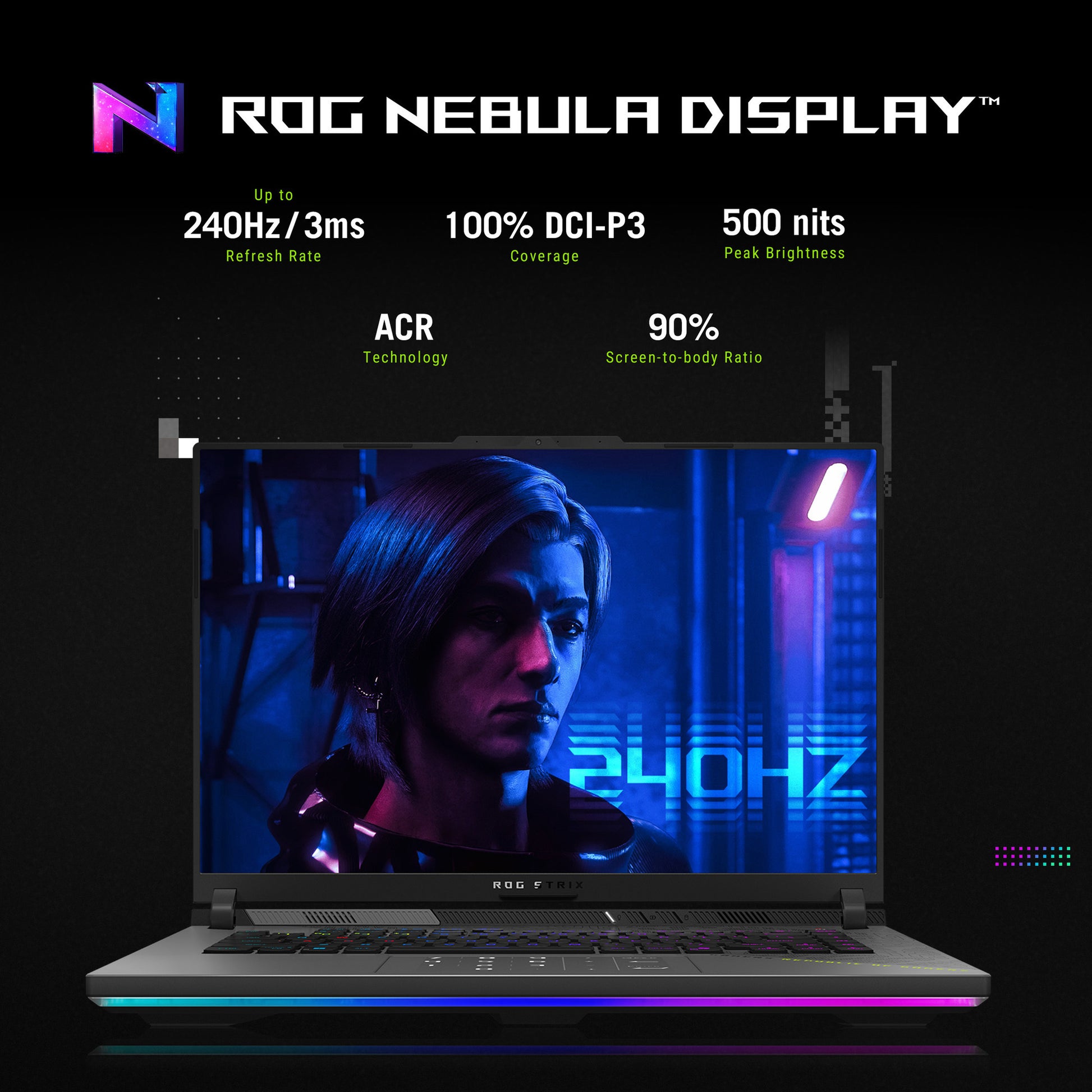 Asus rog strix g16 g614fr-s5252w 16 gaming laptop (grijs groen | r9 9955hx | rtx 5070 ti | 16 gb | 1 tb ssd)