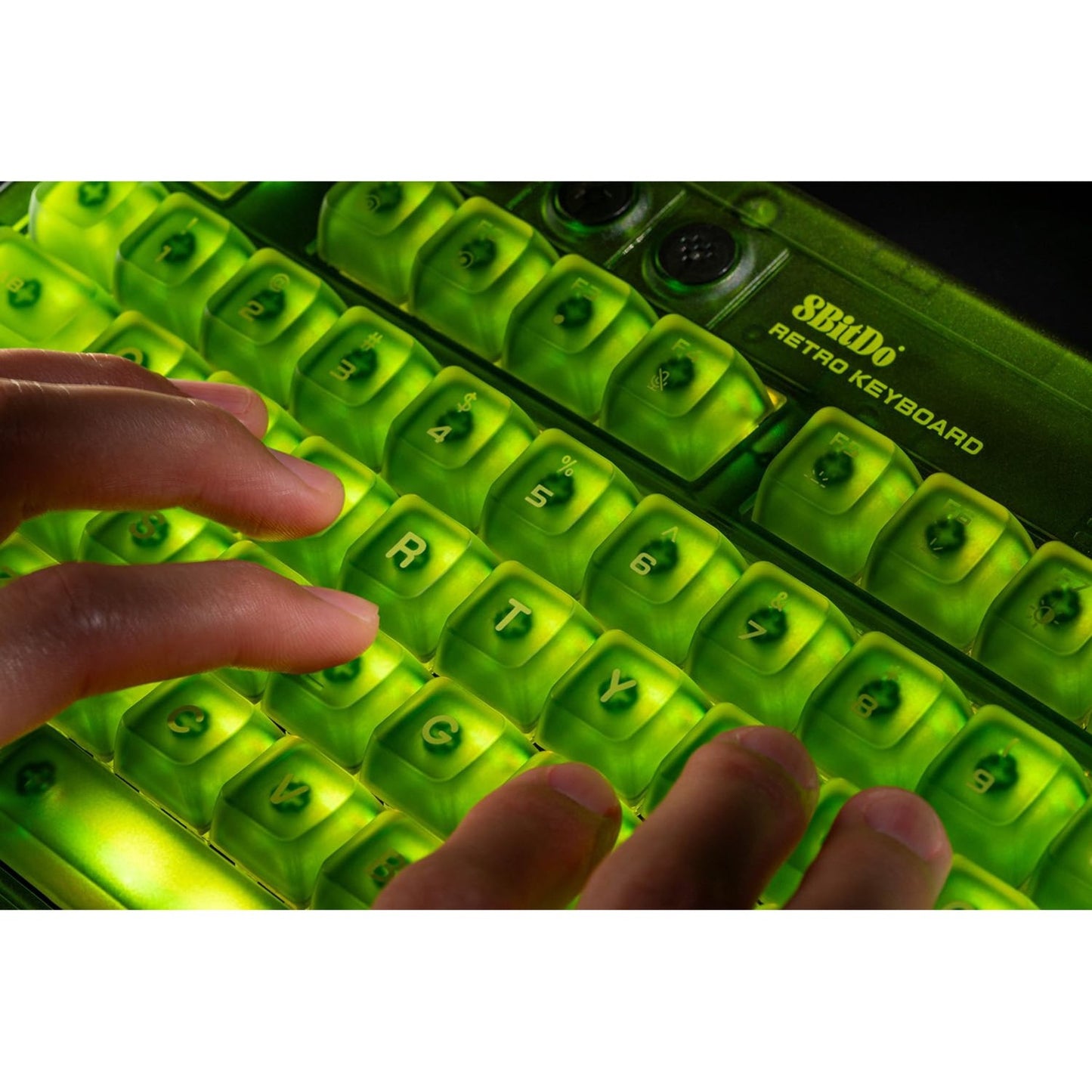 8bitdo retro 87 mechanical keyboard - xbox edition (groen, us lay-out (qwerty), kailh box jellyfish x, 80% (tkl), abs keycaps, bluetooth 5.0, wireless 2.4g, usb)
