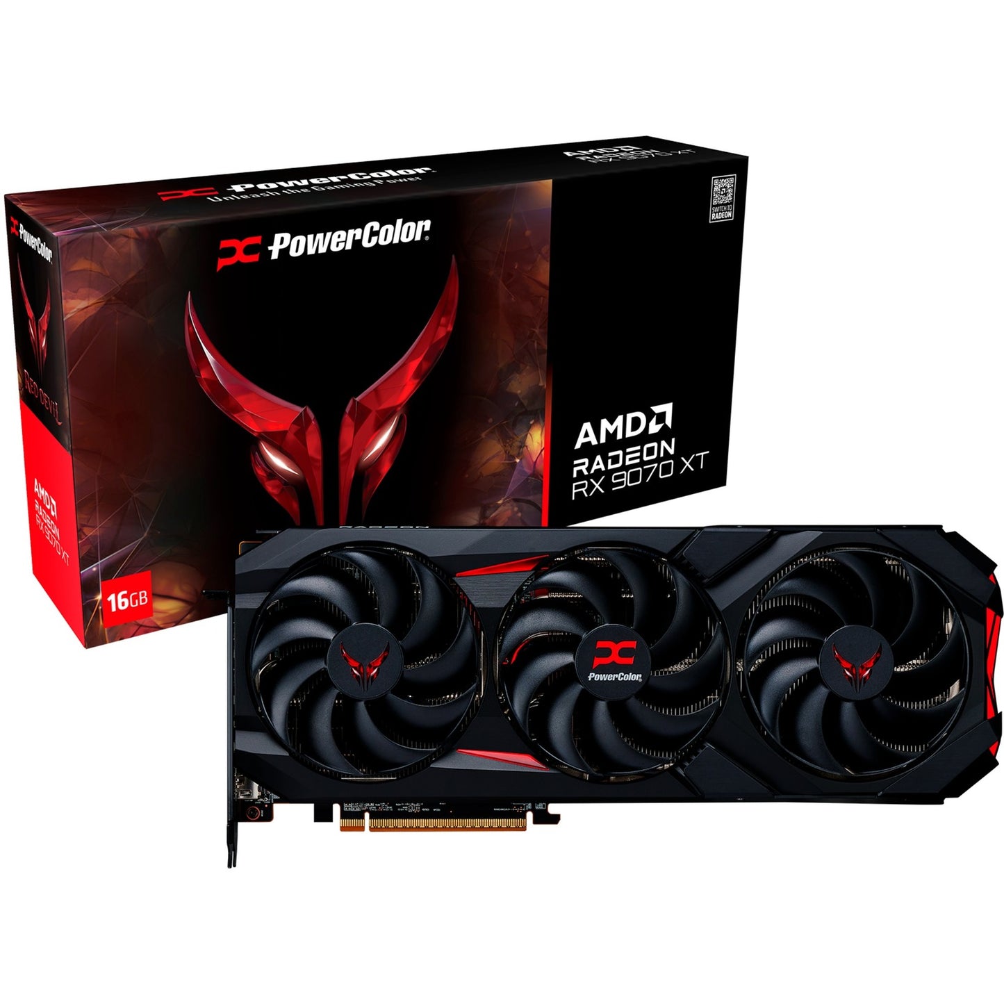 Scheda grafica Powercolor Radeon RX 9070 XT Red Devil 16GB OC (nera, RDNA4, GDDR6, 3x Display Port, 1x HDMI 2.1)