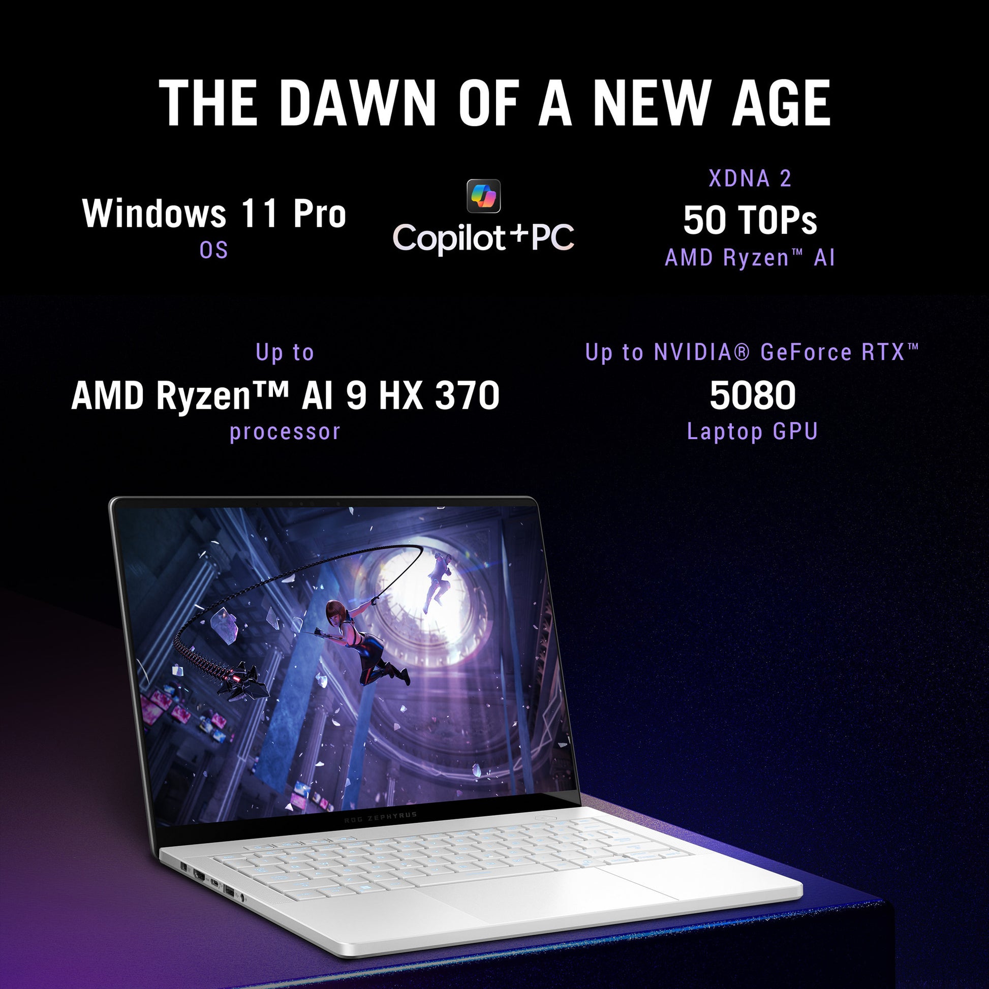Asus Rog Zephyrus G14 Ga403um-QS024W 14 Copilot+ Laptop da gioco (Bianco | Ryzen 9 270 | RTX 5060 | 16 GB | SSD da 1 TB | OLED)