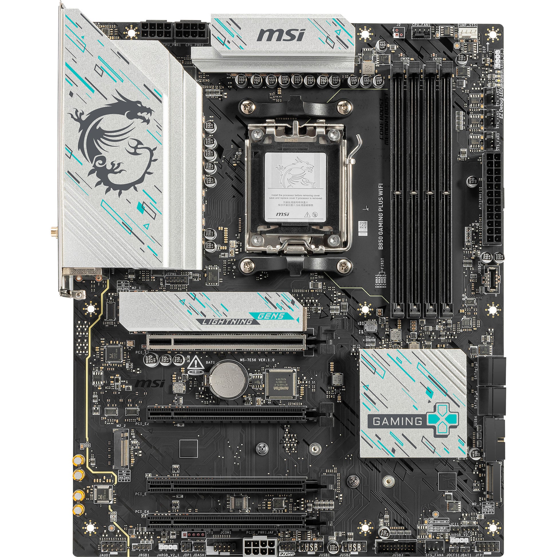 Msi b850 gaming plus wifi socket am5 moederbord (raid, 5gb-lan, wi-fi 7, bt, sound, atx)