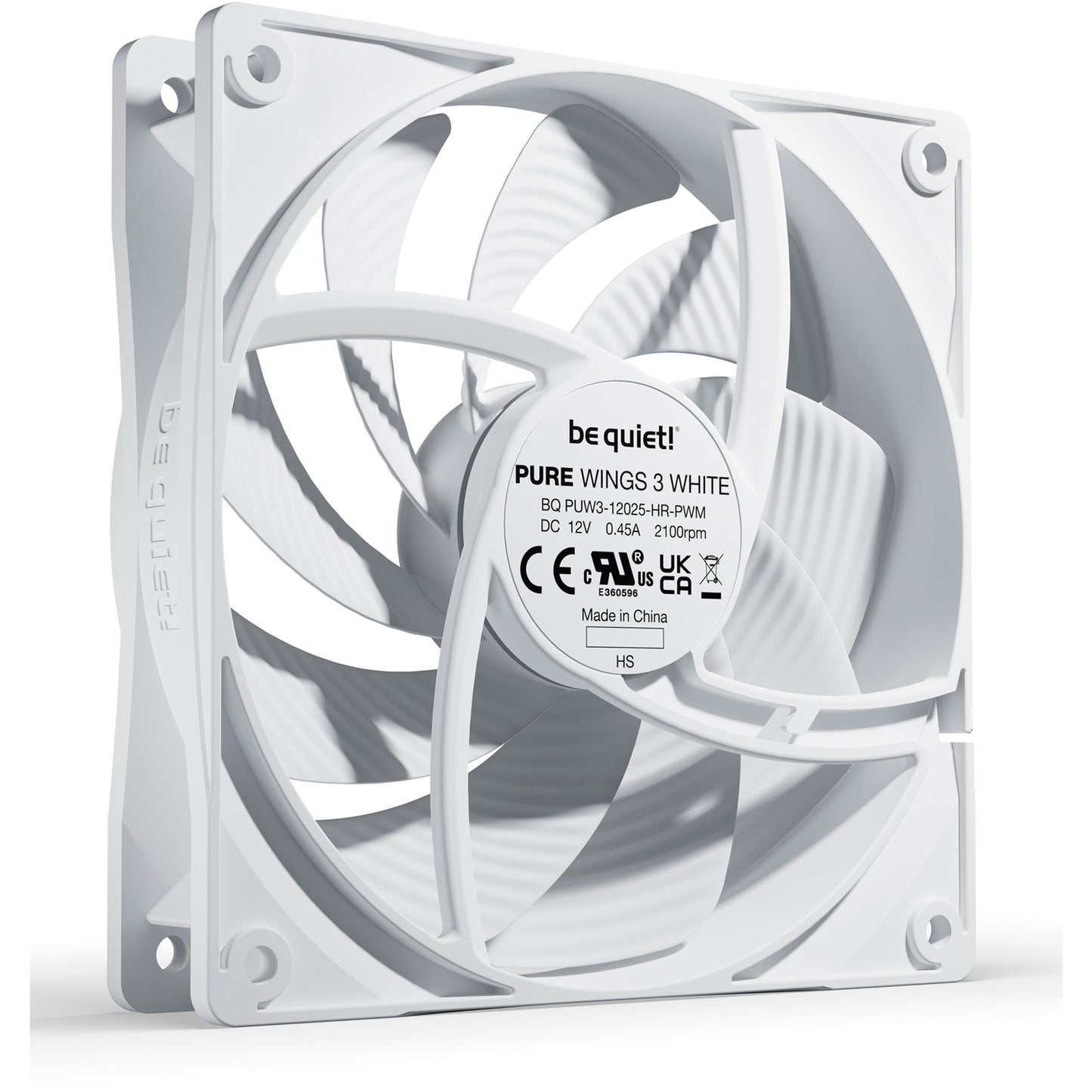 Be quiet! pure wings 3 pwm high-speed case fan (wit, 120 x 120 x 25 mm)