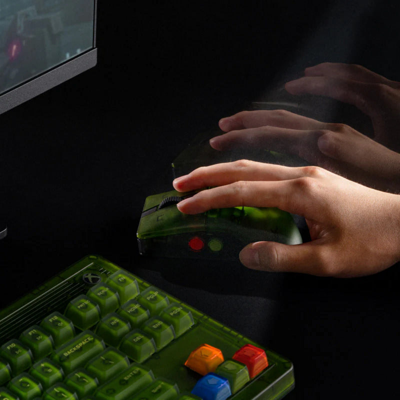 Mouse 8bitdo retro r8 - edizione xbox (verde, 50 - 26000 dpi, Bluetooth USB-C 2,4 GHz)