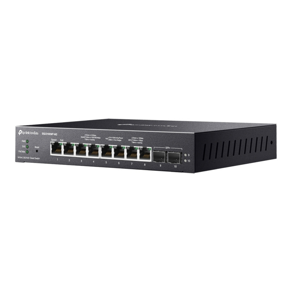 Switch intelligente Tp-link Omada sg2210xmp-m2 a 8 porte 2.5gbase-t (nero, 8x poe+, 2x 10ge sfp+)
