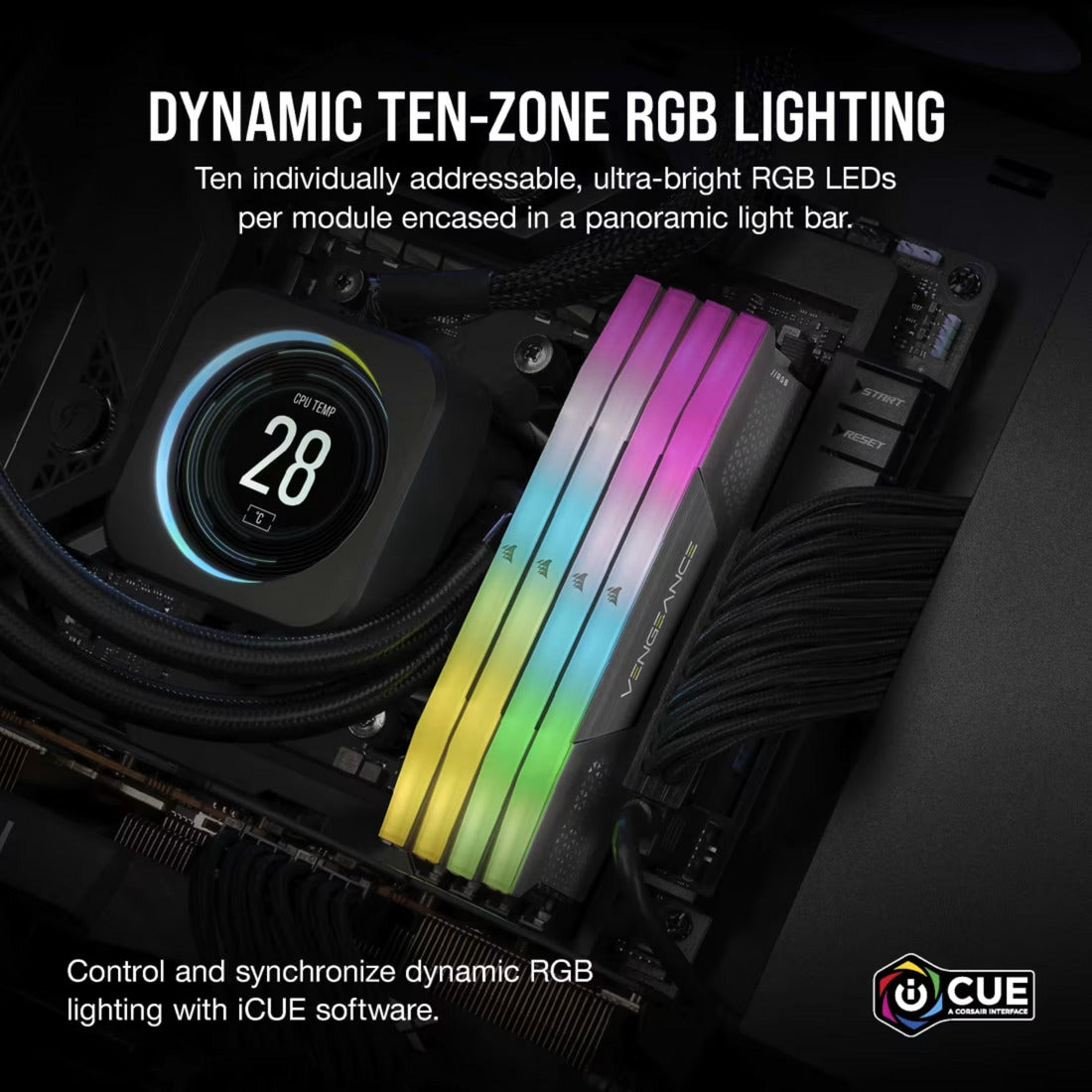 Corsair Vengeance RGB 32 GB DDR5-6000 (2x 16 GB) RAM (negro, cmh32gx5m2d6000z38, xmp, expo)