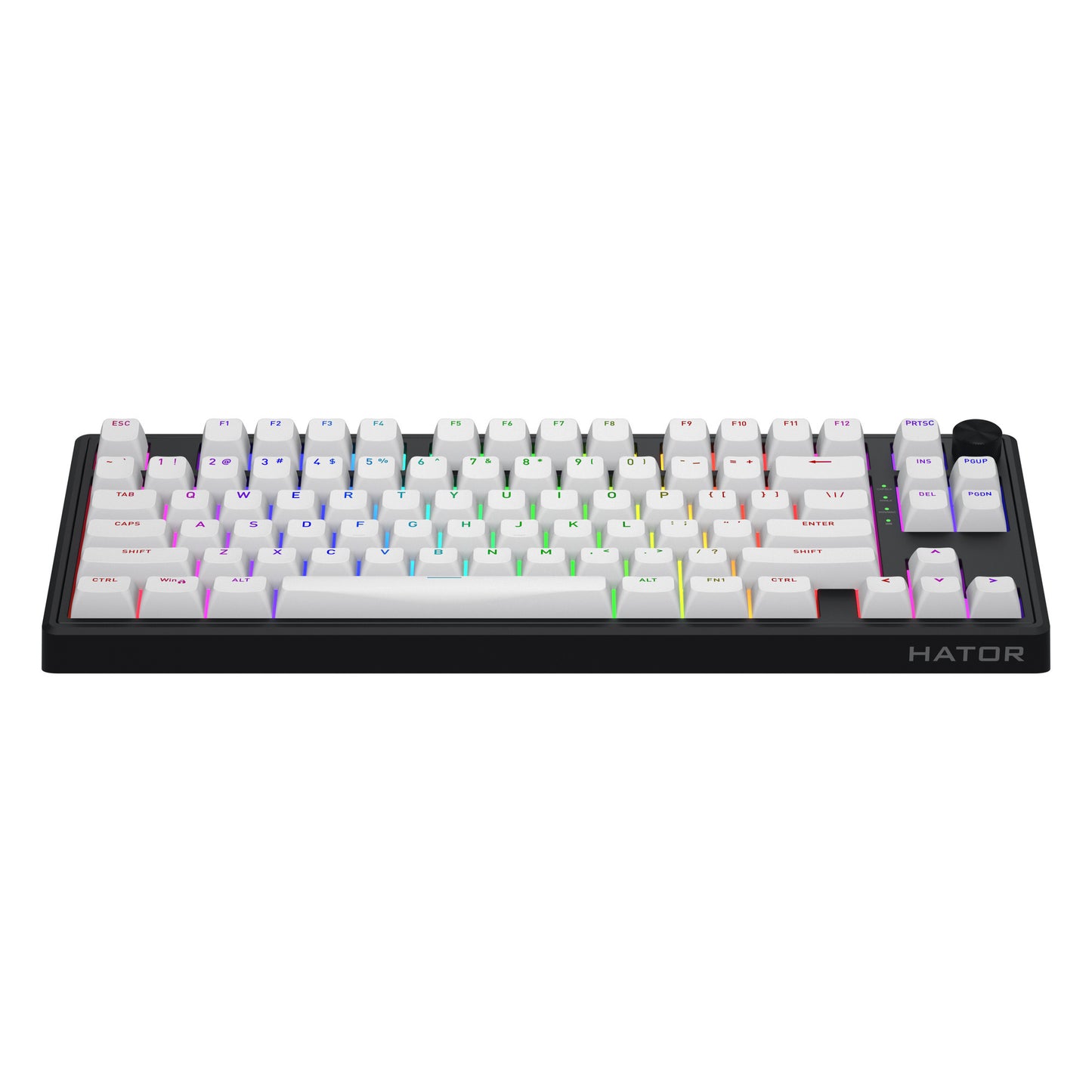 Hator skyfall wireless, tastiera da gioco (nera, layout americano, hator aurum lemon, 80% (tkl), rgb, double shot abs, hot-swap, bluetooth usb-c da 2,4 ghz)