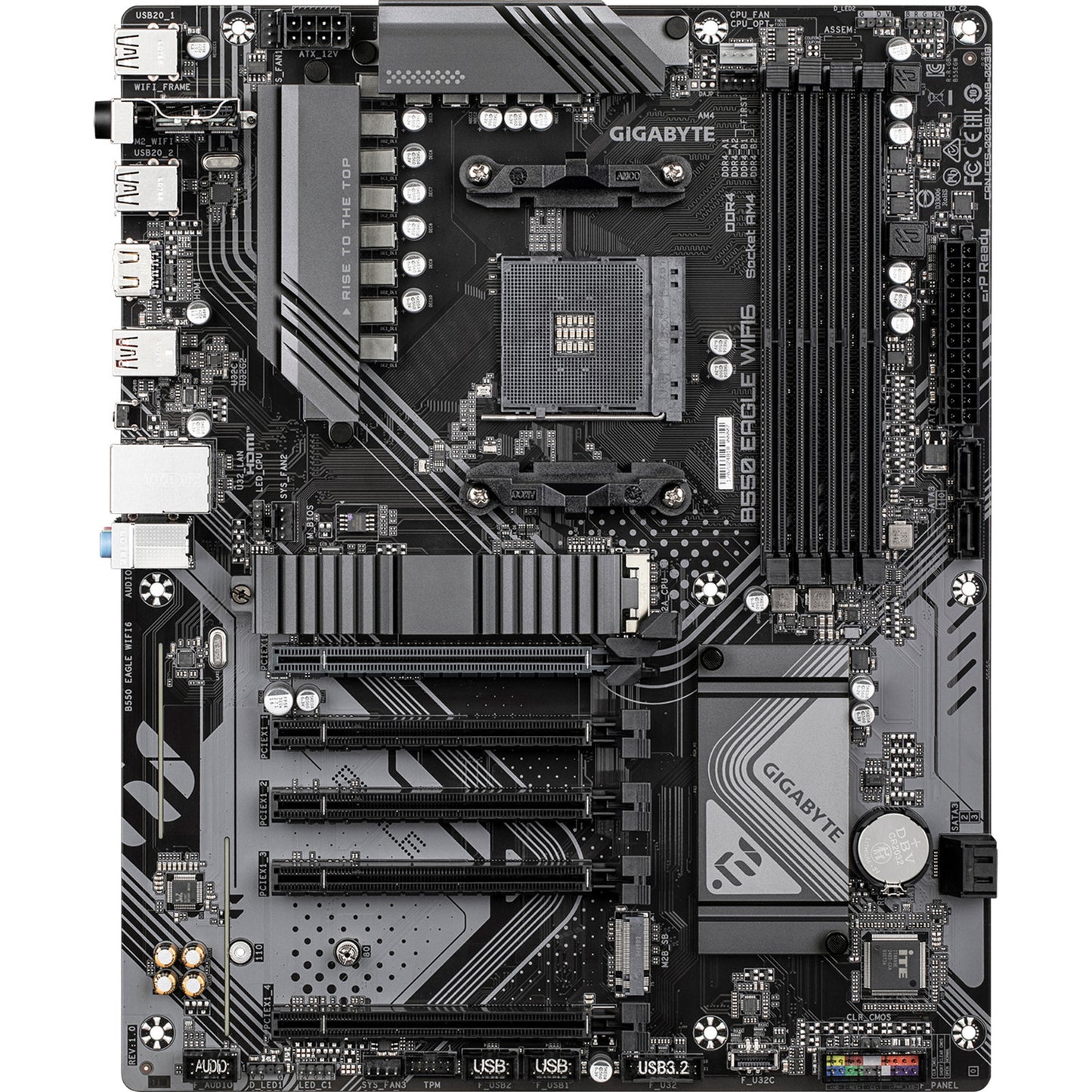 Gigabyte B550 Eagle WiFi6 Socket AM4 motherboard (black gray, RAID, GB-LAN, WiFi 6, BT, Sound, ATX)