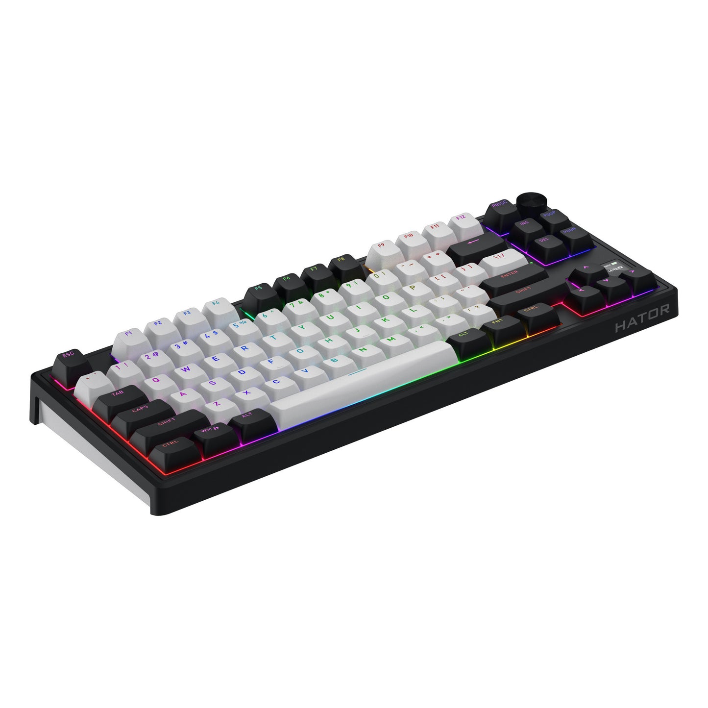 Hator skyfall mag ultima 8k wireless, tastiera da gioco (nera, layout americano, hator aurum ice, 80% (tkl), rgb, double-shot pbt, hot-swap, bluetooth usb-c da 2,4 ghz)
