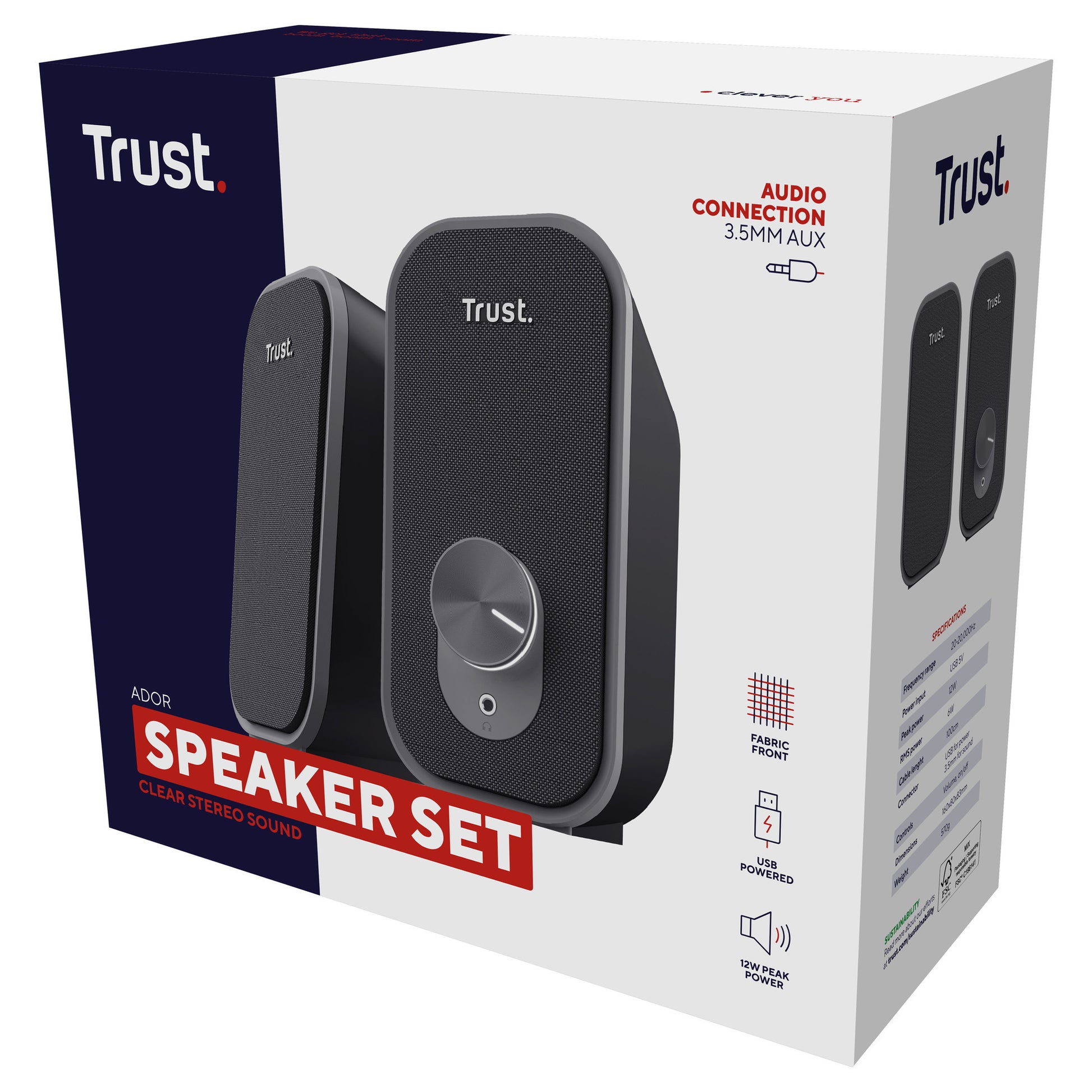 Trust ador 2.0 juego de altavoces Altavoz para PC (negro gris)
