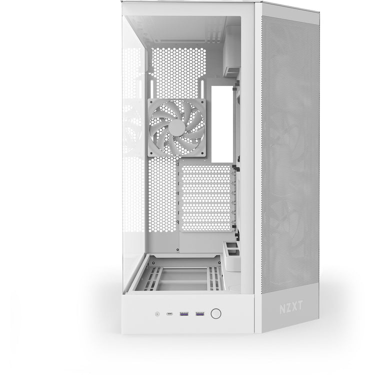 Nzxt h9 flow midi tower behuizing (wit (mat) | 2x usb-a | 1x usb-c | tempered glass)