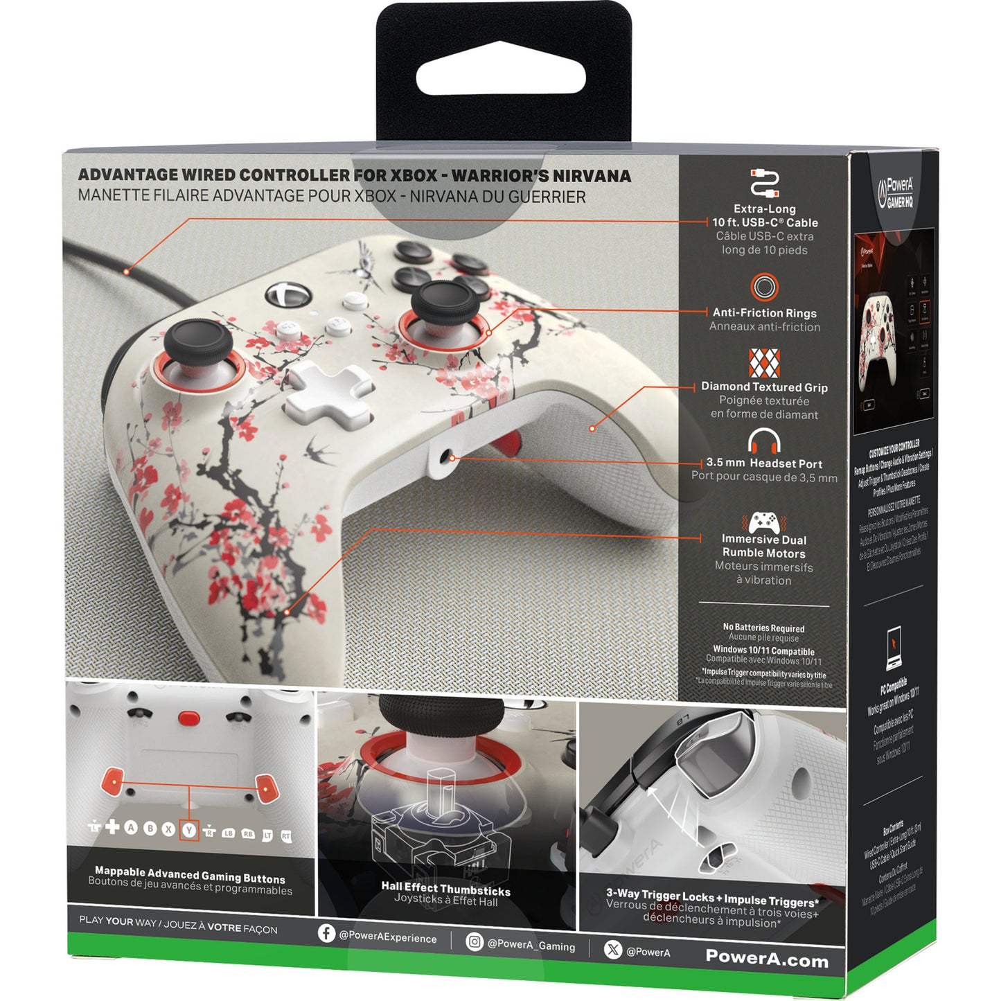 Controller Powera Advantage con cavo per xbox serie x|s - Warrior's Nirvana (magnolia white, xbox serie x|s, xbox one, PC)