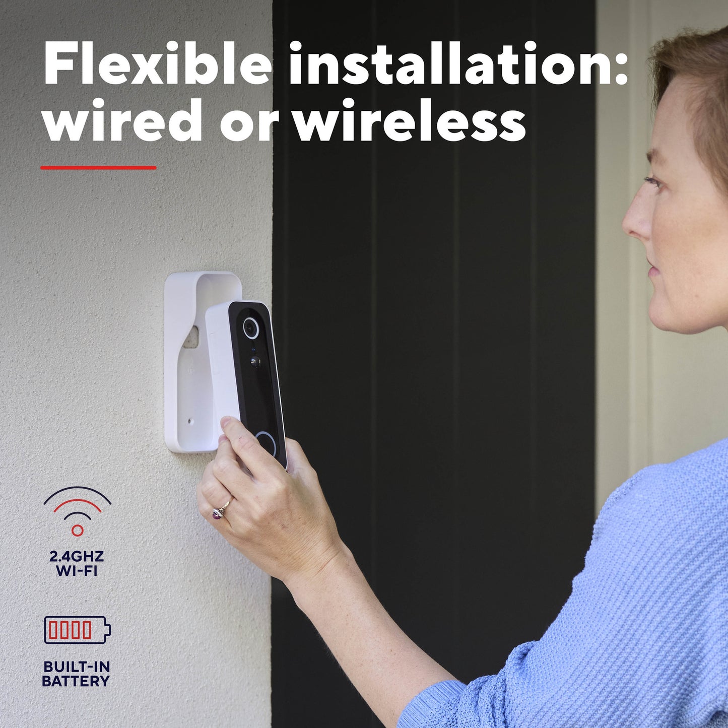 Videocamera per campanello WiFi intelligente Trust doorcam-3000 (bianco nero, WiFi da 2,4 GHz)