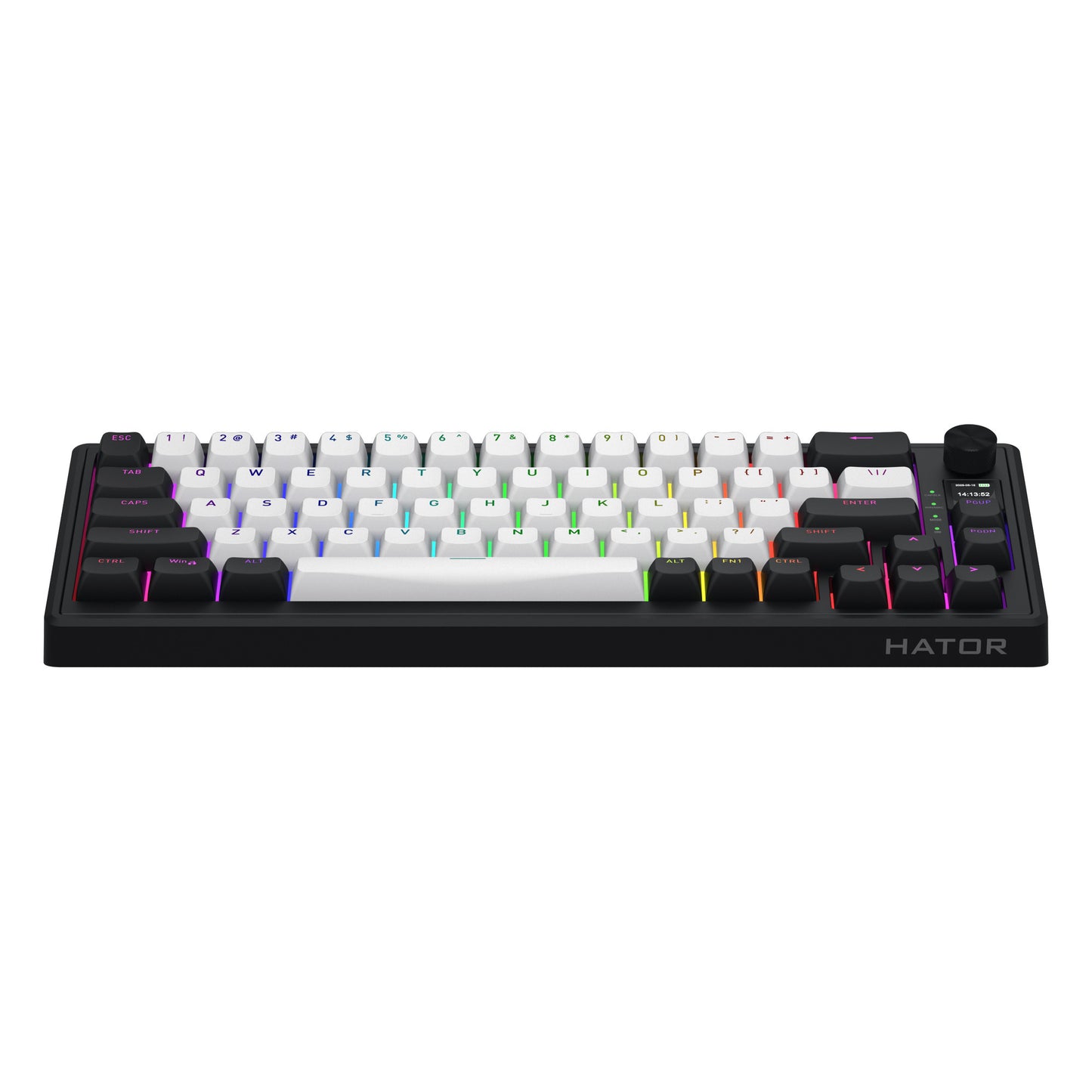 Hator skyfall mag ultima 8k wireless, tastiera da gioco (nera, layout americano, hator aurum ice, 65%, rgb, double-shot pbt, hot-swap, bluetooth usb-c da 2,4 ghz)