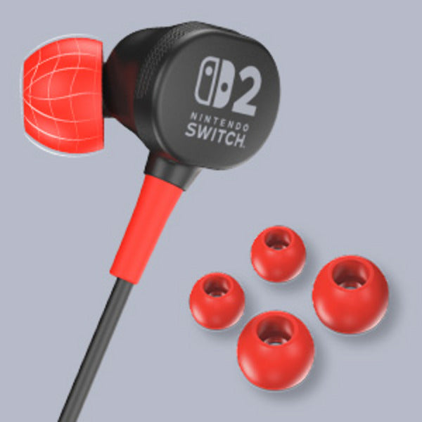 Powera wired earbuds for Nintendo Switch 2 in-ear (black red, Nintendo Switch 2, Nintendo Switch, Nintendo Switch - OLED model, Nintendo Switch Lite)