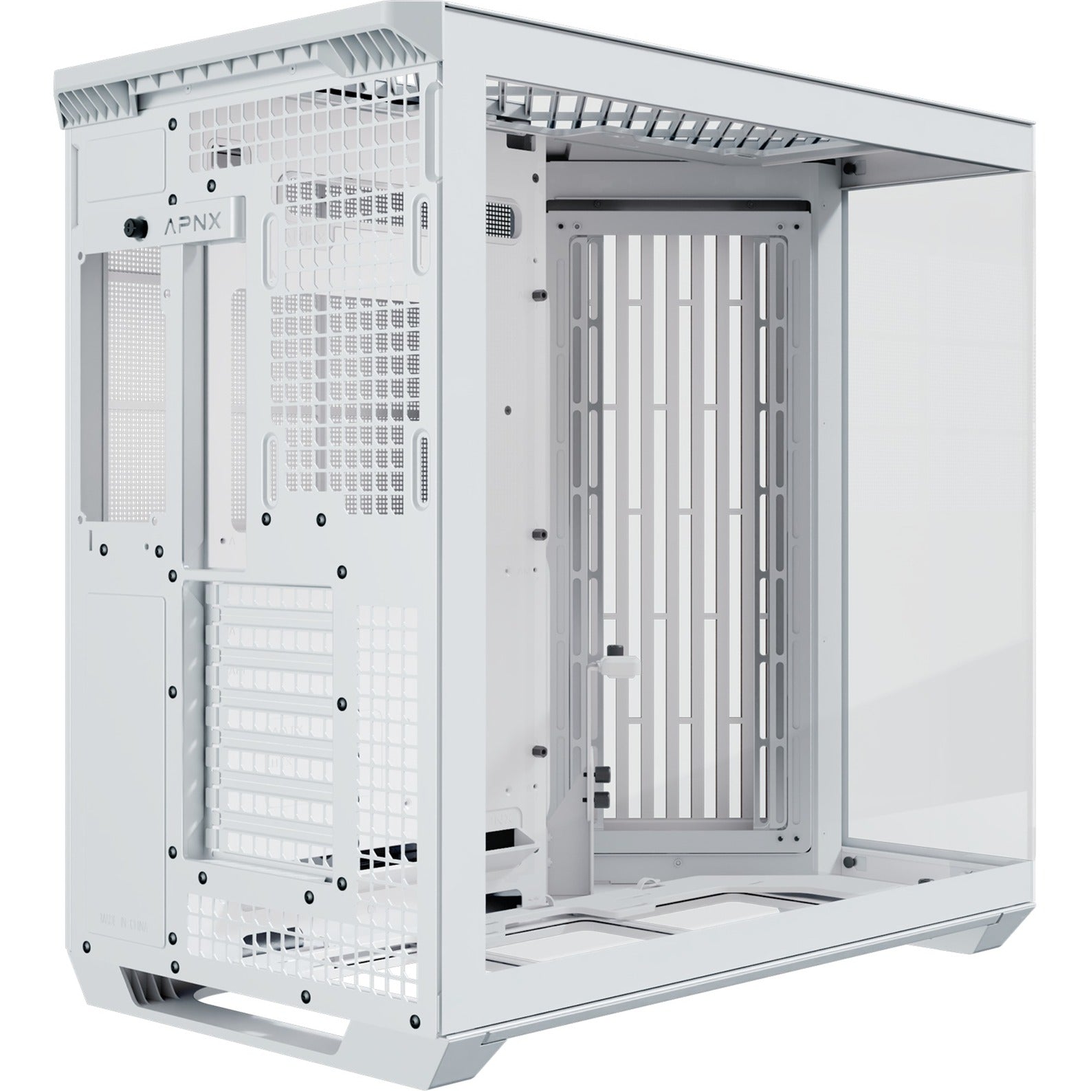 Apnx v1-w-wt-v1 midi tower behuizing (wit houtkleur | 2x usb-a | 1x usb-c | window)