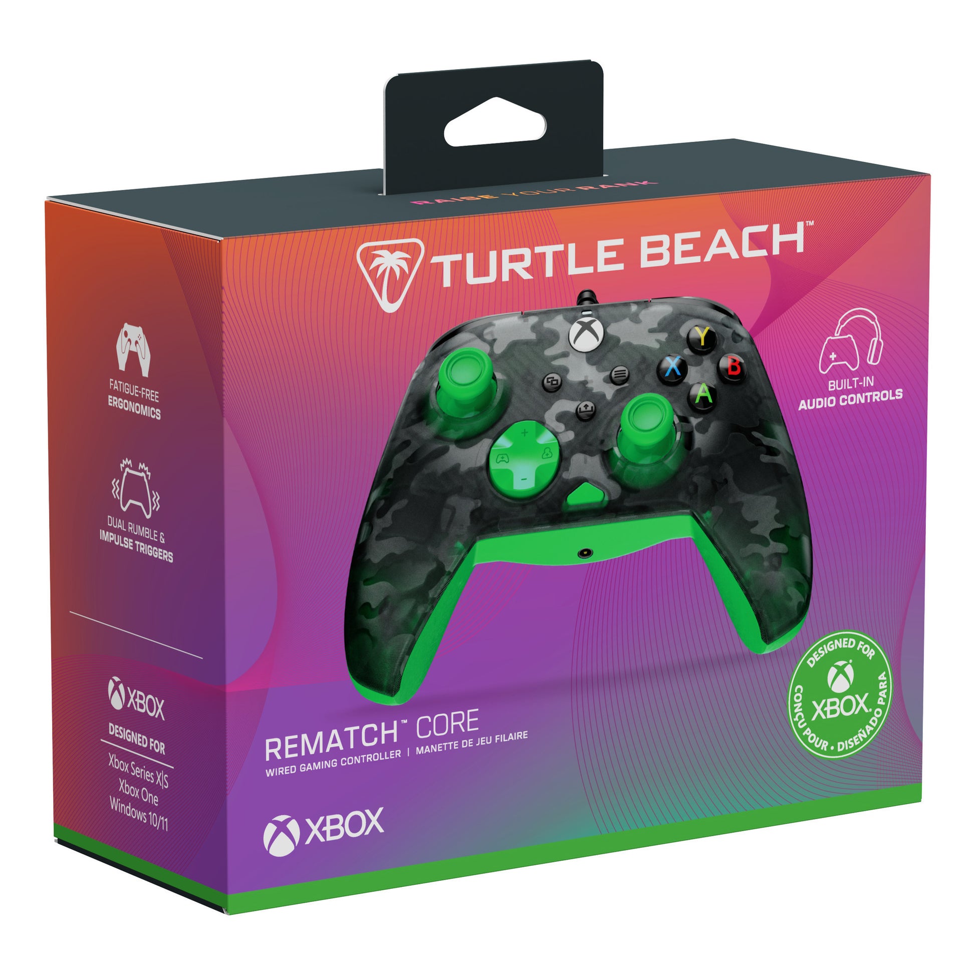 Controller cablato Turtle Beach Rematch Core (Nero Verde, Xbox Series X|S, Xbox One, PC)