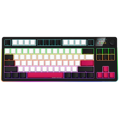 Lorgar kbp70tklw rgb mechanisch gaming toetsenbord (zwart, us lay-out (qwerty), logar toxic purple, 80% (tkl), rgb, hot-swappable, pbt double-shot, bluetooth | 2.4ghz | usb)