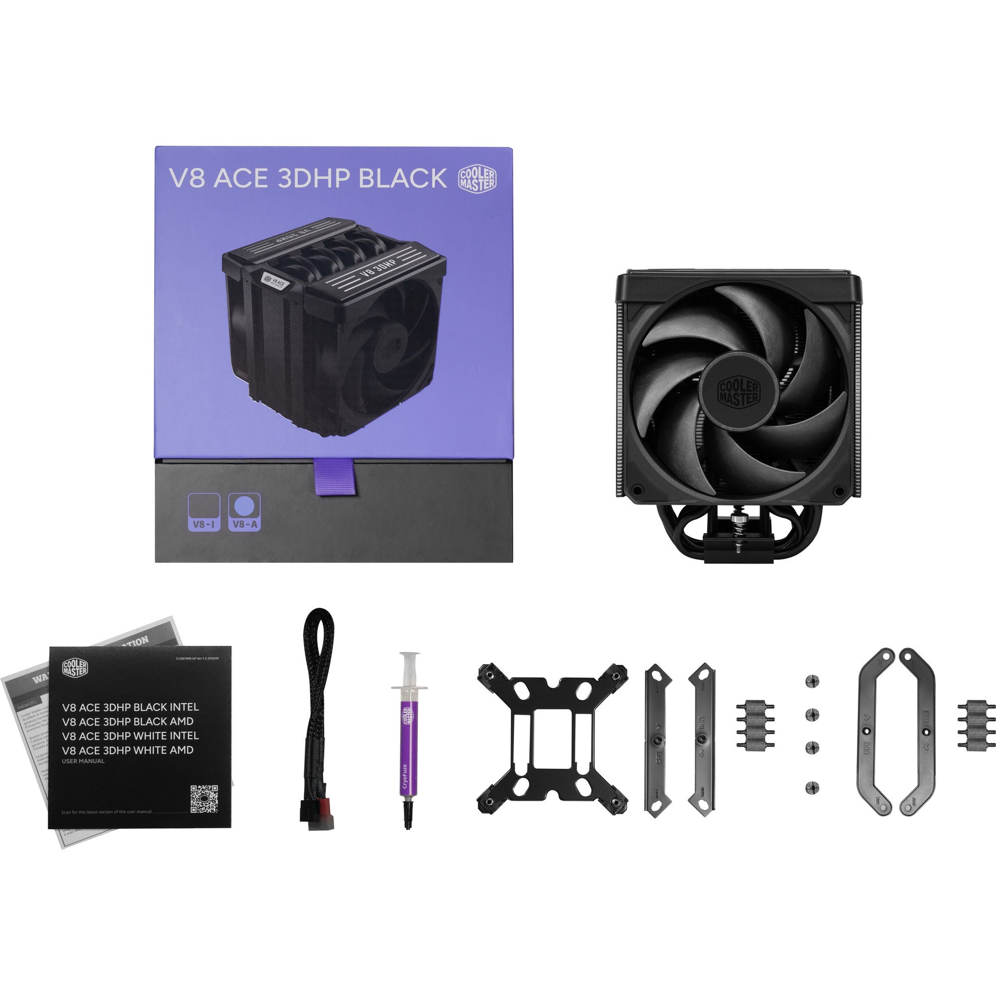 Cooler Master V8 Ace 3DHP Black AMD CPU Cooler (Black, 4-Pin PWM)