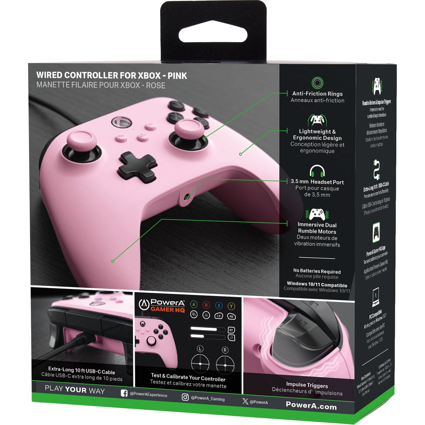 Controller cablato Powera per xbox serie x|s (rosa, xbox serie x|s, xbox one, PC)