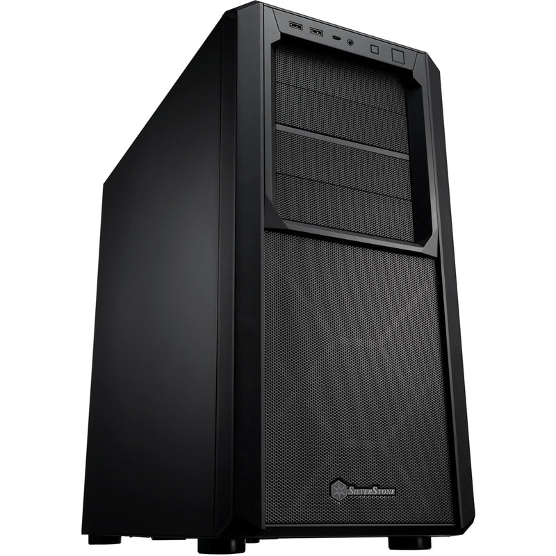 Silverstone sst-sed1-b midi tower behuizing (zwart | 2x usb-a | 1x usb-c)