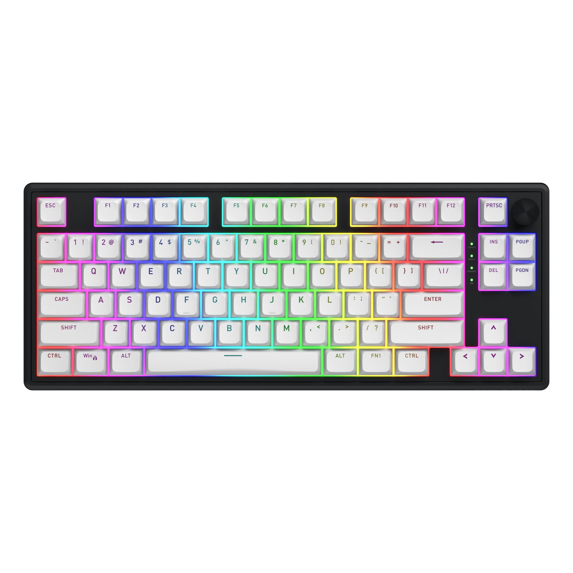 Hator skyfall wireless, tastiera da gioco (nera, layout americano, hator aurum lemon, 80% (tkl), rgb, double shot abs, hot-swap, bluetooth usb-c da 2,4 ghz)
