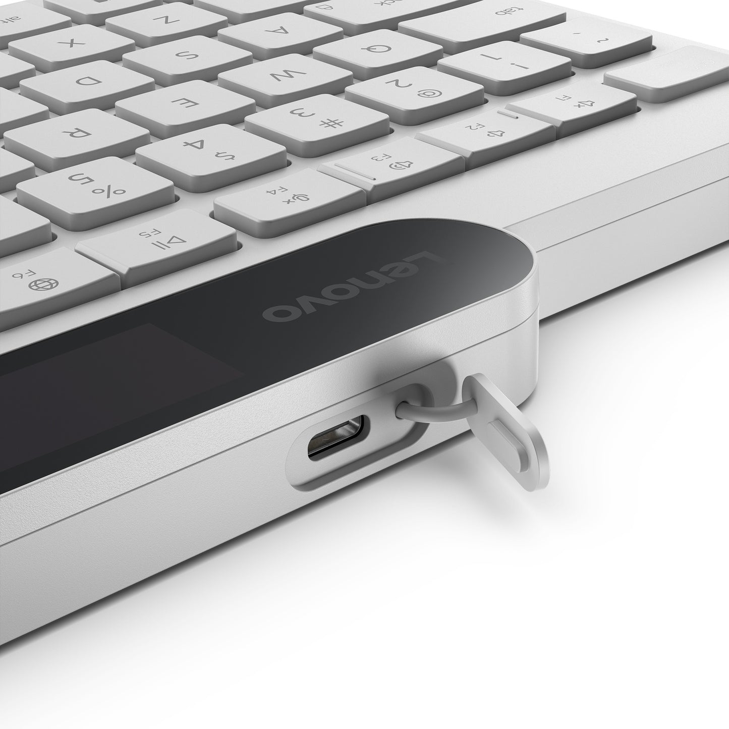 Teclado Bluetooth de carga automática Lenovo 800 (blanco, diseño de EE. UU. (QWERTY), émbolo, 100 %, interruptor de émbolo, Bluetooth 5.1, USB-C)