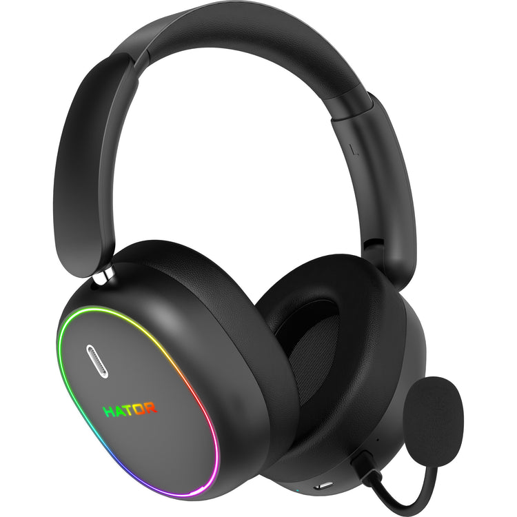 Cuffie da gioco over-ear wireless Hator Phoenix 2 (nere, RGB, Bluetooth 5.4 USB-C da 2,4 GHz)