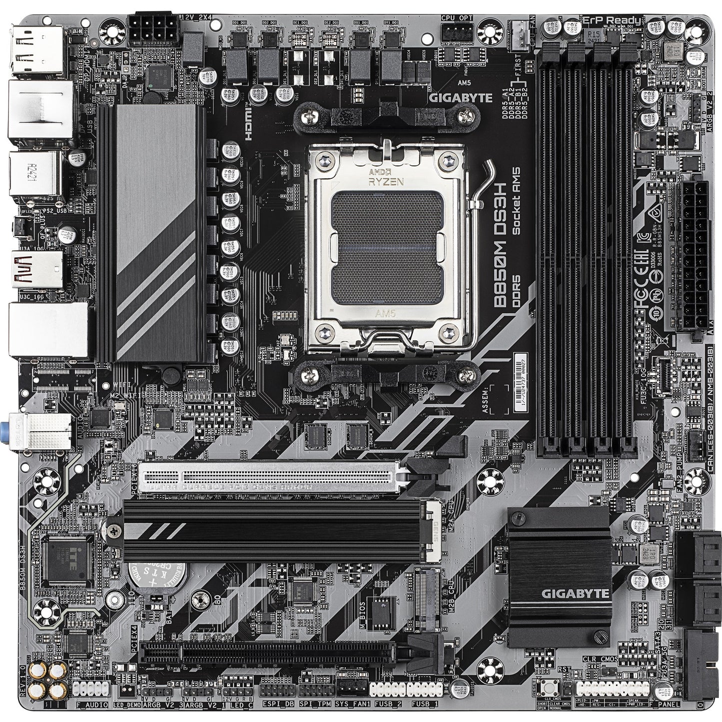 Placa base Gigabyte B850M DS3H Socket AM5 (RAID, 2.5GB LAN, Sonido, µATX)