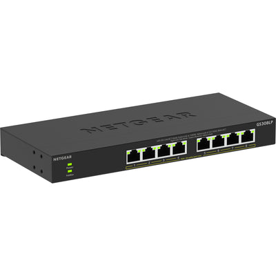 Netgear 8-port gigabit ethernet unmanaged poe+ essentials switch (gs308lp) (black, 60 watt poe)